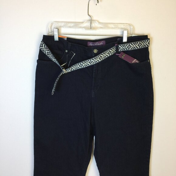 New! Gloria Vanderbilt Amanda Capri Jeans Sz 16 Womans Dark Blue Mid Rise Belted - Picture 11 of 16